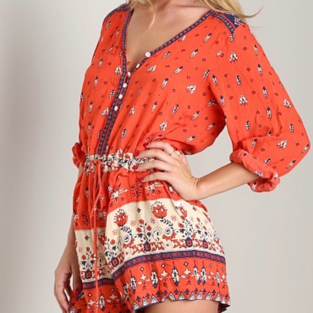 Spell and the Gypsy Collective Desert Wanderer Playsuit in Sunset - Picture 3 of 11